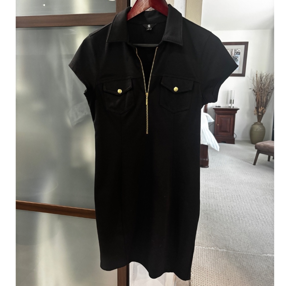 G by Guess Polo Collar Dress - Black M - Picture 2 of 6